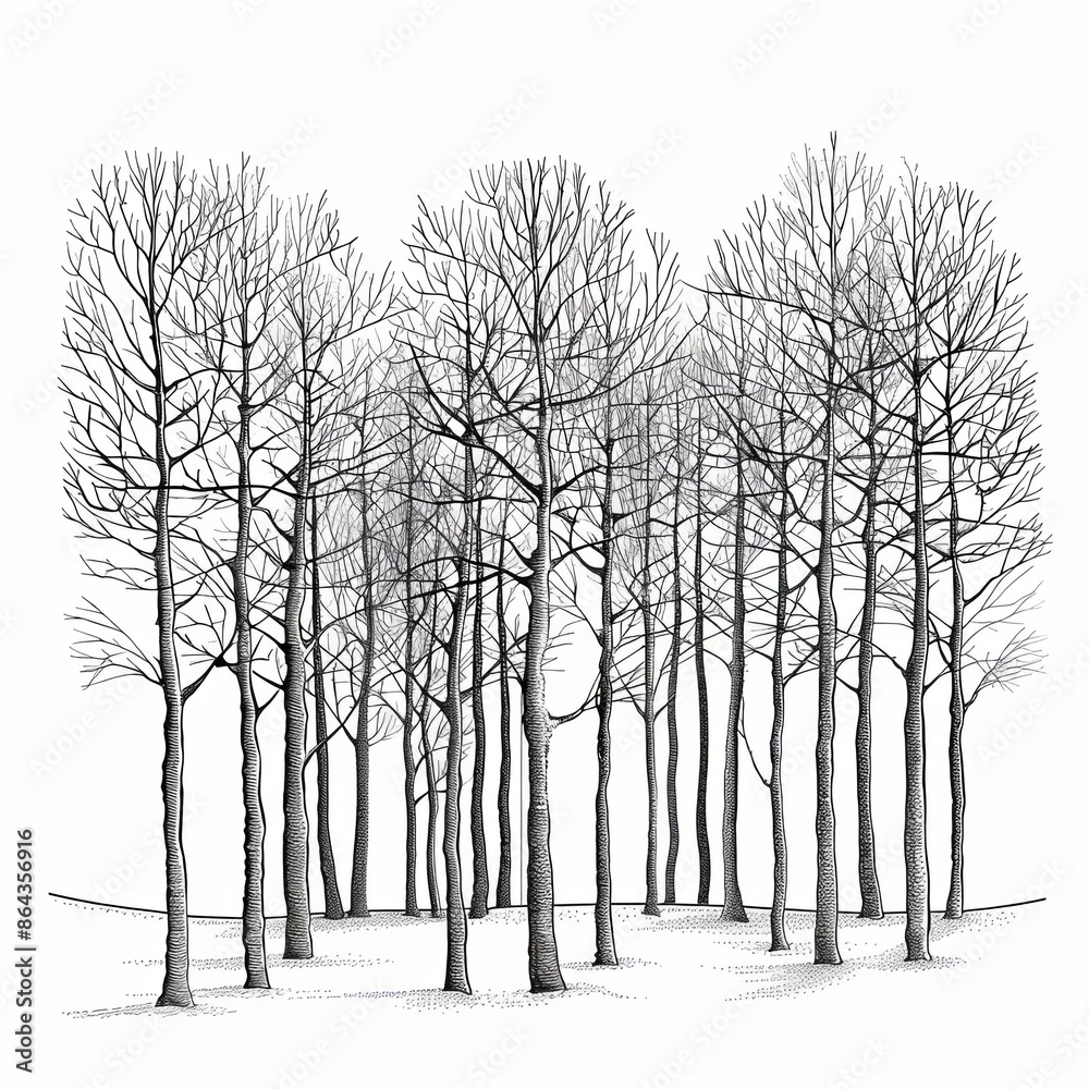 Tree trunks in forest as beautiful black and white panoramic background. Natural background. Wooded area. Illustration for cover, card, postcard, interior design, decor or print. Tree trunks in forest as beautiful black and white panoramic background. Natural background. Wooded area. Illustration for cover, card, postcard, interior design, decor or print.