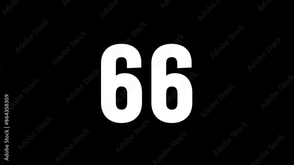 Fire number 66 with glitch effect and alpha channel, number sixty six Fire number 66 with glitch effect and alpha channel, number sixty six