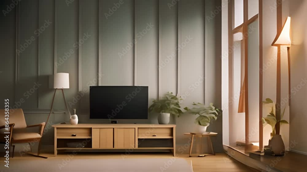 Modern Living Room With Television Stand Generative AI Modern Living Room With Television Stand Generative AI
