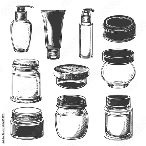 containers for cosmetics with engraving style