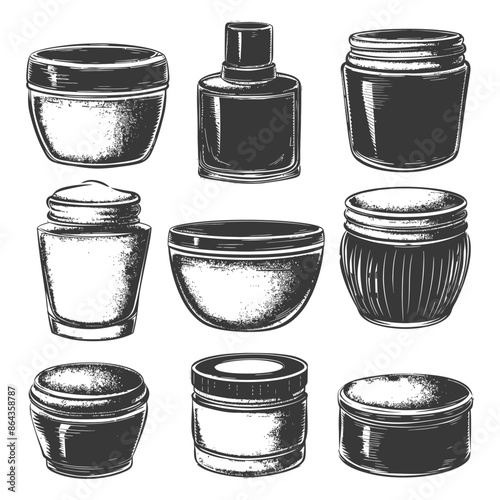containers for cosmetics with engraving style