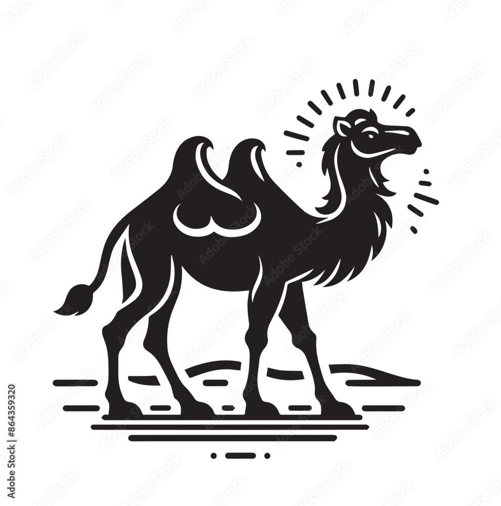 Fototapeta premium camel on a Black Silhouette Vector 