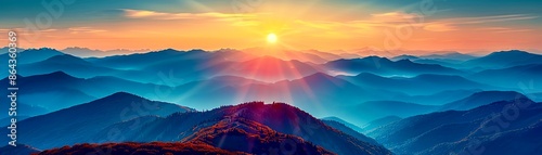 Sunrise Over Mountains The sun rising over mountain peaks