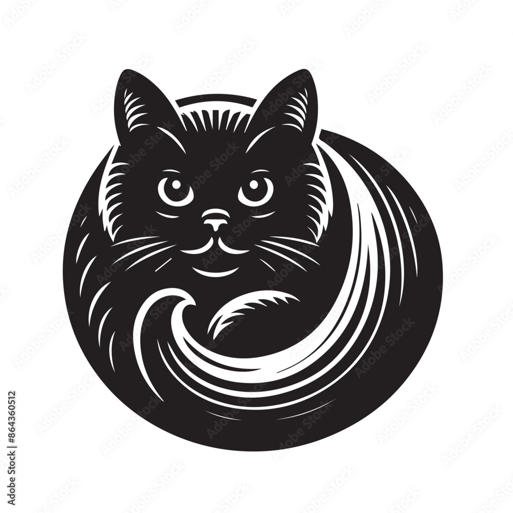 Obraz premium Cat Silhouette Vector Illustration 