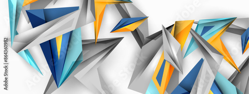 Minimal geometric abstract background. Low poly dynamic triangle design. Trendy techno business template for wallpaper, banner, background or landing
