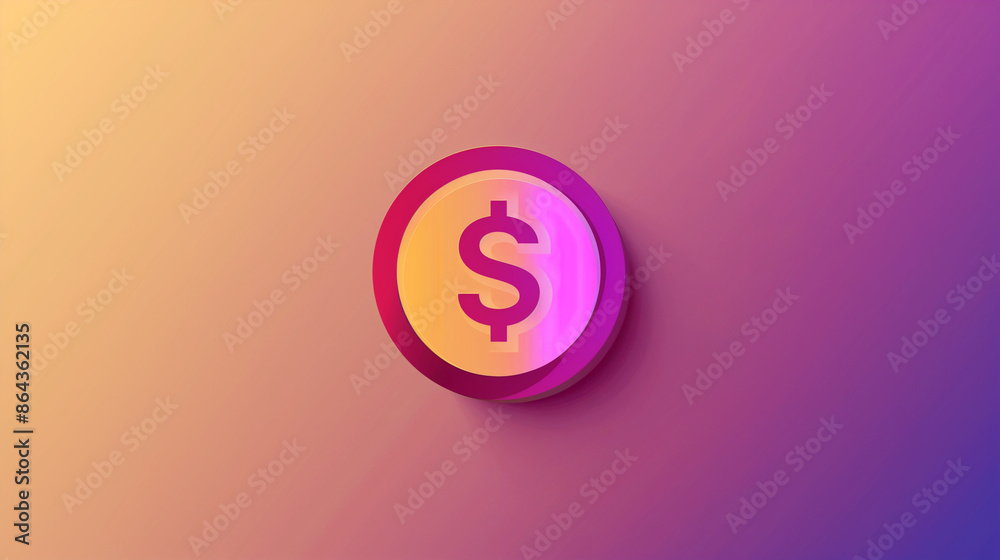Modern minimalist discount icon on a vivid background, symbolizing sales.
