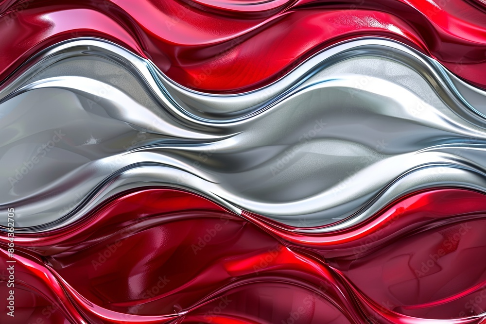 Silver red abstract wavy background created with Generative AI Silver red abstract wavy background created with Generative AI