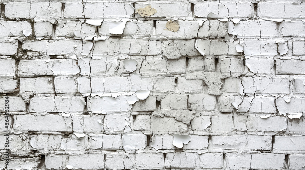 A wall with white bricks and a few holes A wall with white bricks and a few holes