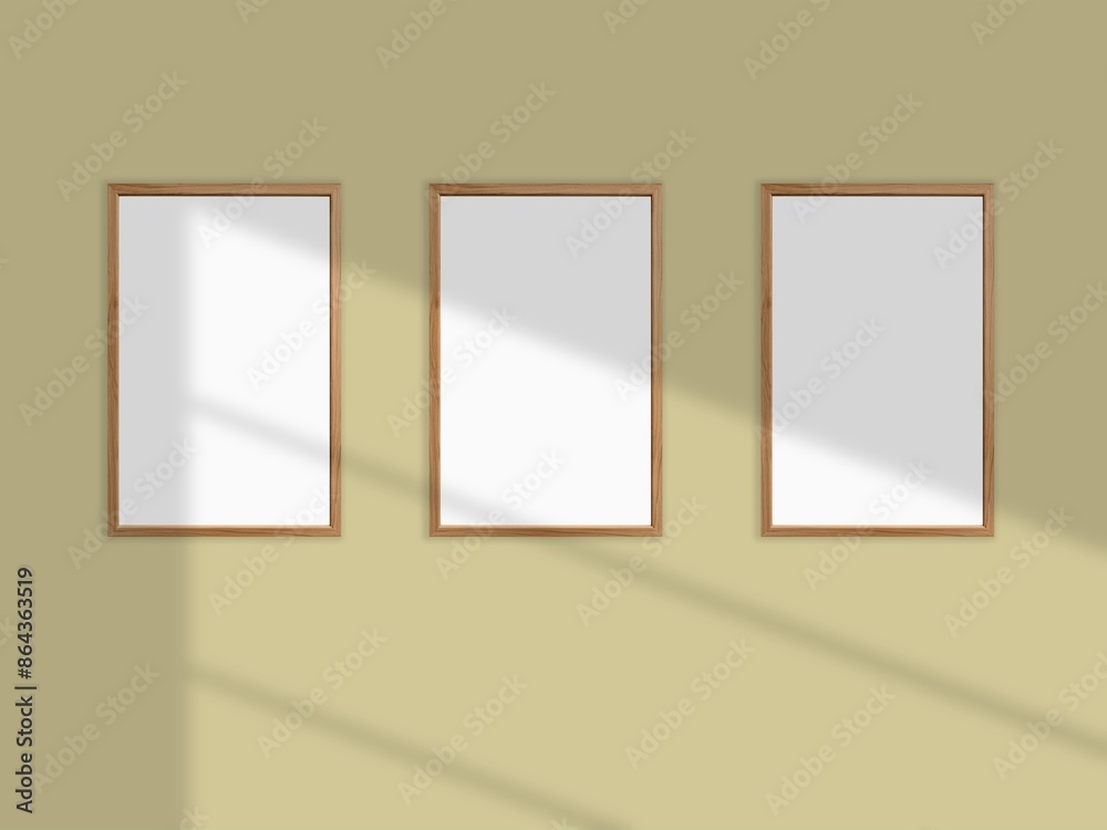 Minimal picture poster frame mockup on wallpaper