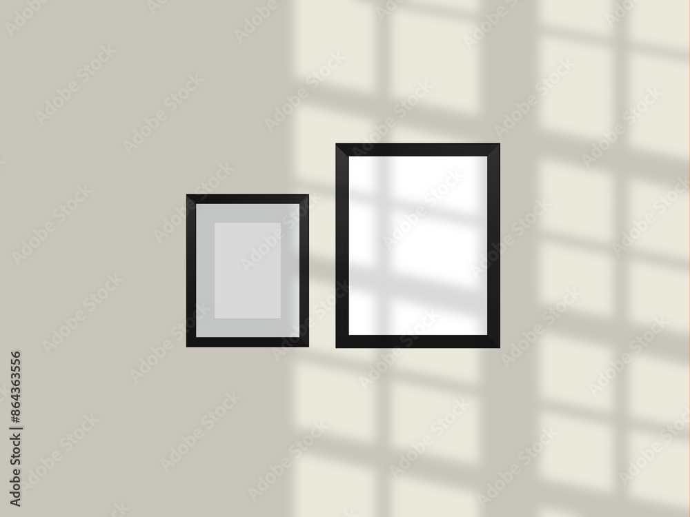 Minimal picture poster frame mockup on wallpaper Minimal picture poster frame mockup on wallpaper