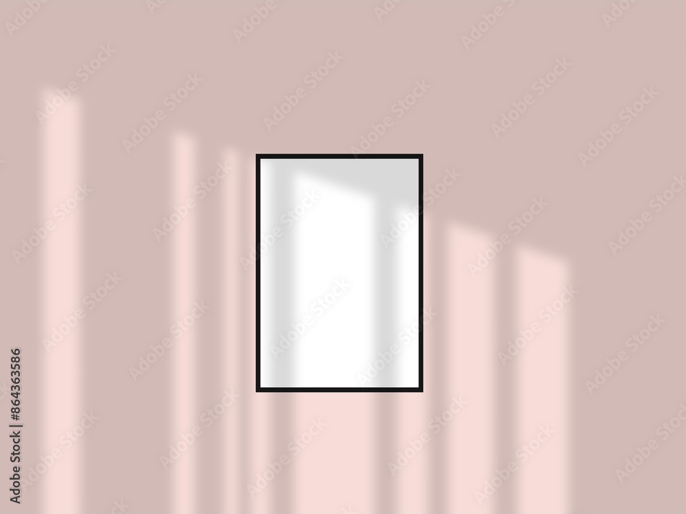 Minimal picture poster frame mockup on wallpaper Minimal picture poster frame mockup on wallpaper