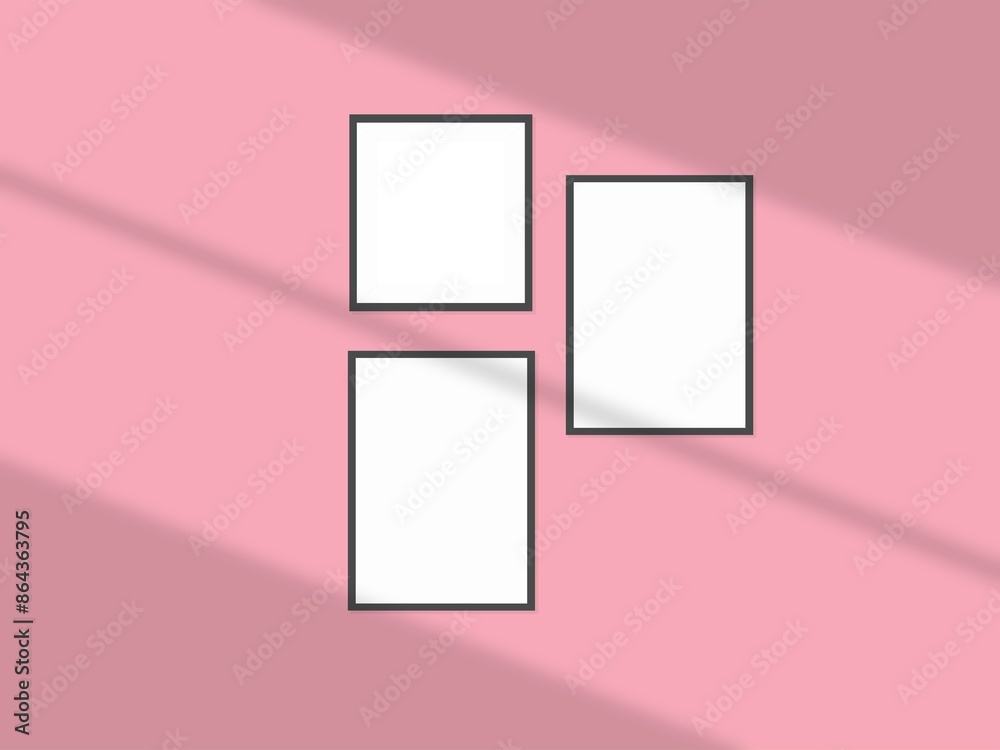 Minimal picture poster frame mockup on wallpaper Minimal picture poster frame mockup on wallpaper
