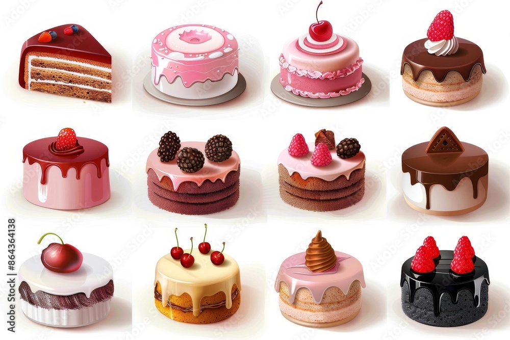Cakes icon set, desserts, cupcakes symbols, sweets sign, bakery design elements, bakery pastry, biscuits Cakes icon set, desserts, cupcakes symbols, sweets sign, bakery design elements, bakery pastry, biscuits