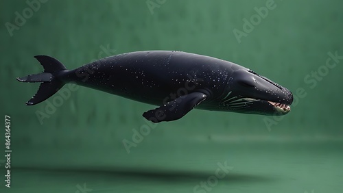 North Atlantic right whale in green screen background.