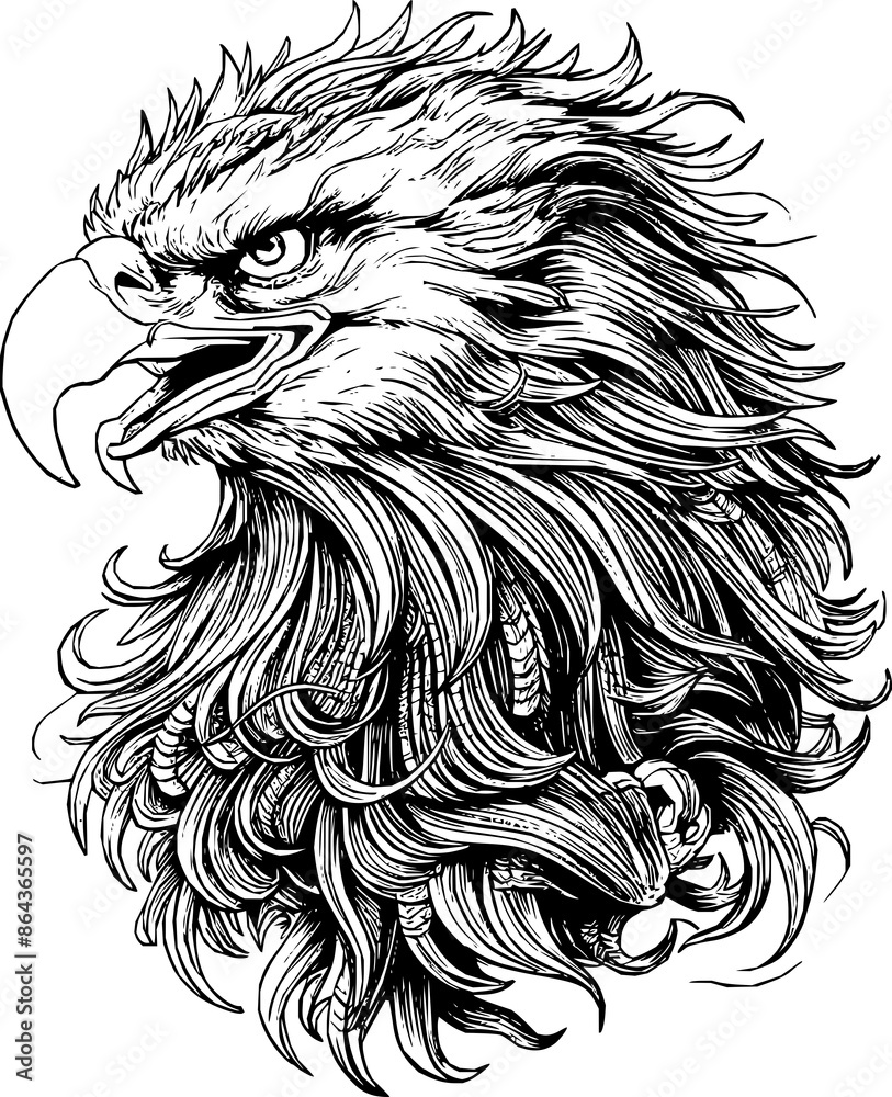 Eagle Head with Wavy Feathers coloring page Eagle Head with Wavy Feathers coloring page