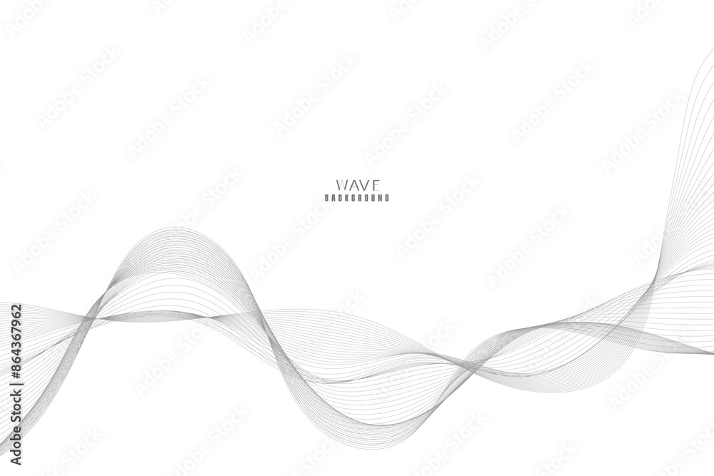 Fototapeta premium Abstract vector modern background with blue wavy lines and particles. Technology backdrop.