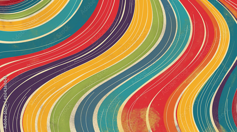 A colorful, abstract painting with a rainbow stripe A colorful, abstract painting with a rainbow stripe