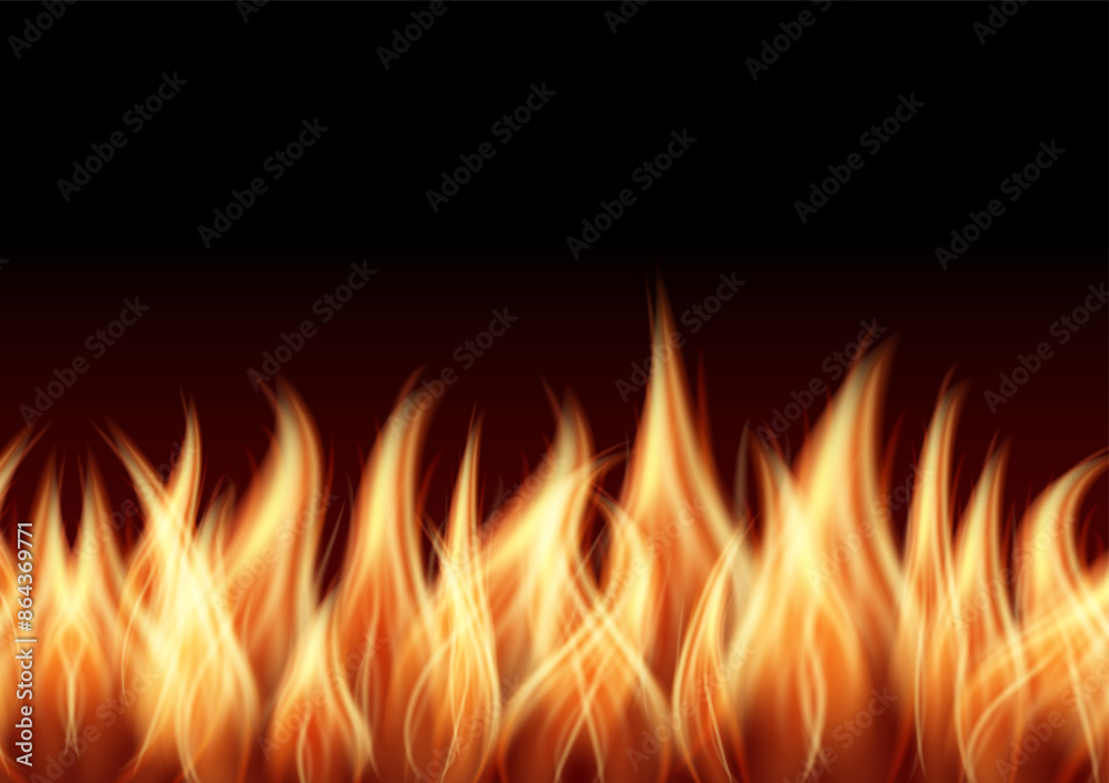 Fire Flames. Vector Illustration Isolated on Black Background. Fire Flames. Vector Illustration Isolated on Black Background.
