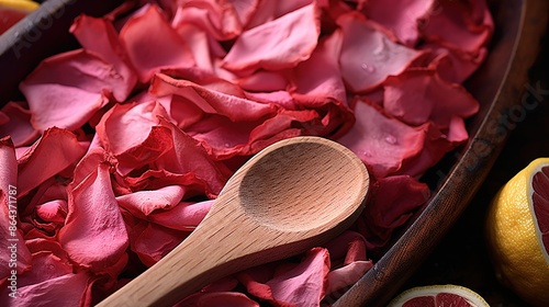 spoon with rose petals