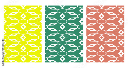 Set of 3 Oriental  pattern for fabric, wallpaper, flyer, business card. For use in graphics.