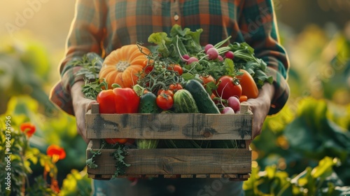 A crate of fresh vegetables