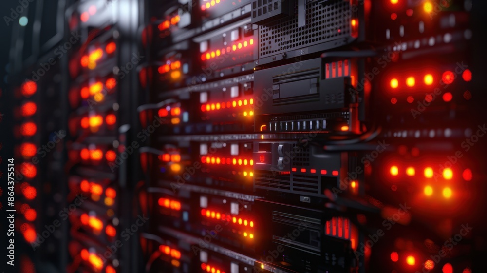 The illuminated server racks The illuminated server racks