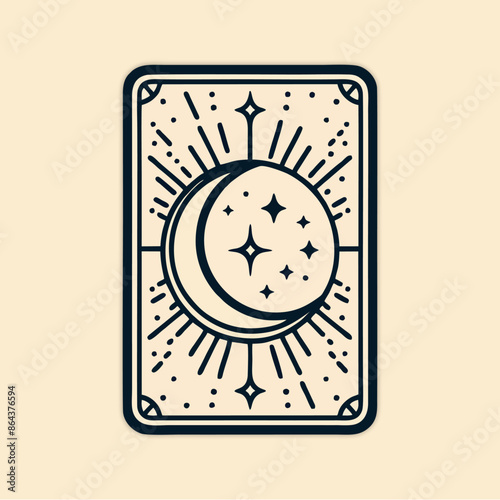 Simple Minimalist Geometric Line Art Tarot Card Design Collection