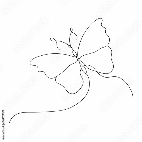 continuous one-line art vector of a butterfly in outline style (26)