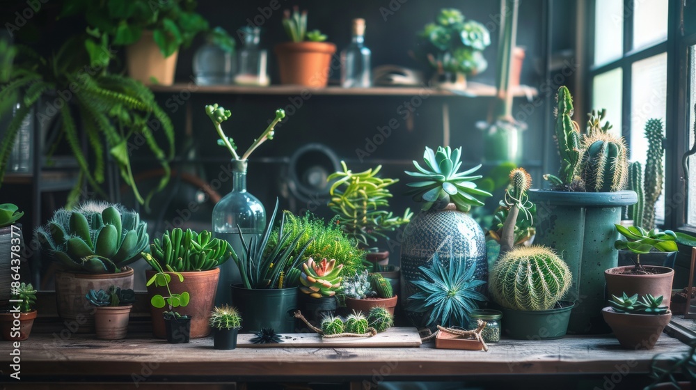 Collection of Potted Succulents and Cacti Collection of Potted Succulents and Cacti