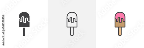 Popsicle icon symbol collection on white background.