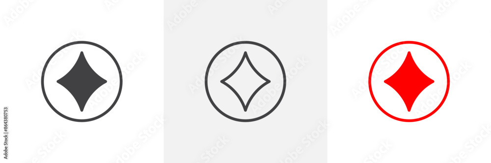 Card-diamond icon symbol collection on white background. Card-diamond icon symbol collection on white background.