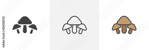 Mushroom icon symbol collection on white background.