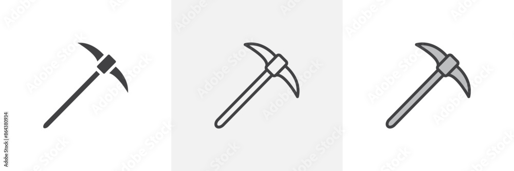 Pickaxe icon symbol collection on white background. Pickaxe icon symbol collection on white background.