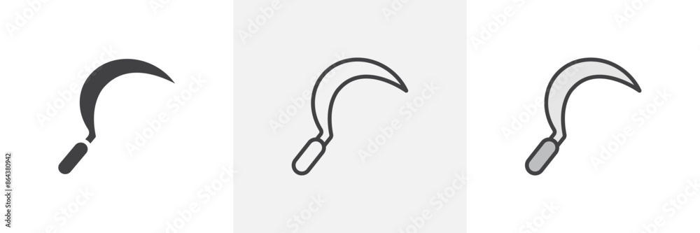 Sickle icon symbol collection on white background. Sickle icon symbol collection on white background.