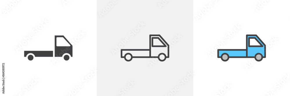 Truck container empty icon symbol collection on white background. Truck container empty icon symbol collection on white background.