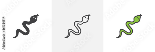 Snake icon symbol collection on white background.