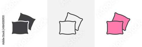 pillow icon symbol collection on white background.