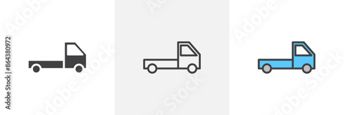 Truck container empty icon symbol collection on white background.