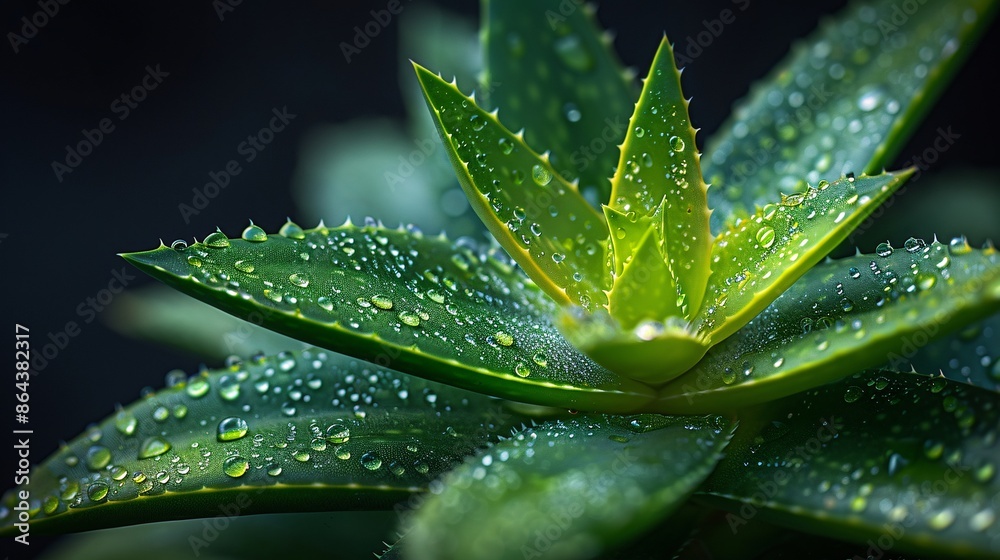 Aloe Vera Plant with Dew Drops Aloe Vera Plant with Dew Drops