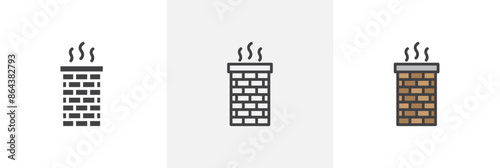 Chimney icon symbol collection on white background.