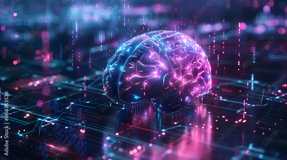 Abstract representation of an AI brain with neural network connections. Digital illustration of artificial intelligence and technology concept Abstract representation of an AI brain with neural network connections. Digital illustration of artificial intelligence and technology concept