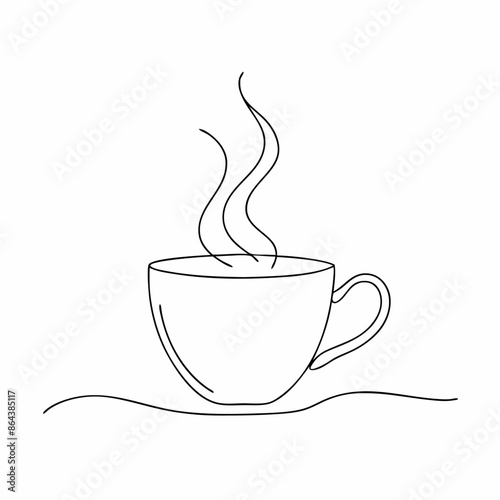 Tea Cup Line art vector illustration , outline tea cup isolated white background (5)