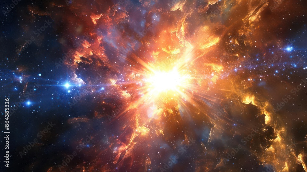 A bright, mysterious cosmic light in the dark universe. A bright, mysterious cosmic light in the dark universe.