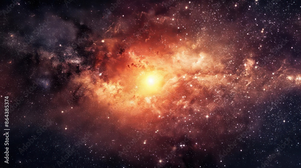 Naklejka premium A bright, mysterious cosmic light in the dark universe.