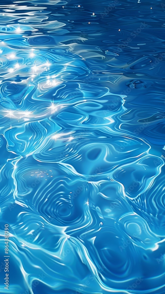 Blue water with ripples and sparkles, reflective patterns. Nature and freshness concept Blue water with ripples and sparkles, reflective patterns. Nature and freshness concept