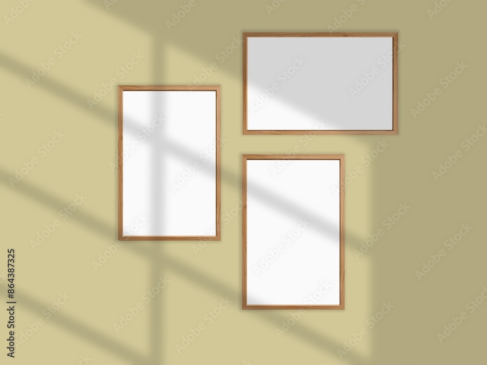 Simple picture photo poster frame mockup on wall