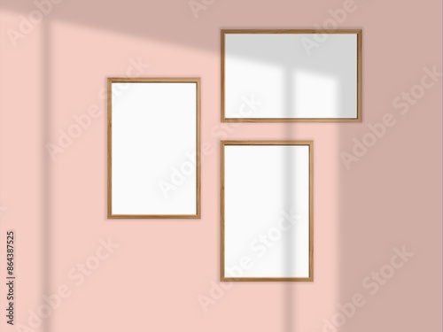 Simple picture photo poster frame mockup on wall