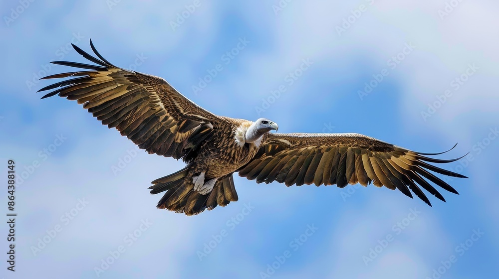 A vulture glides gracefully with its wings spread wide in the clear blue sky, showcasing its powerful and striking appearance, symbolizing freedom and nature’s beauty. A vulture glides gracefully with its wings spread wide in the clear blue sky, showcasing its powerful and striking appearance, symbolizing freedom and nature’s beauty.