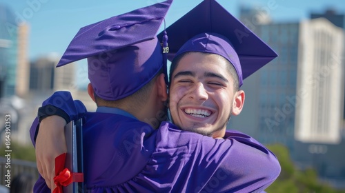 The friends in graduation caps photo