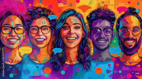 Diverse Multilingual Support Team With Vibrant Colors And Smiling Faces